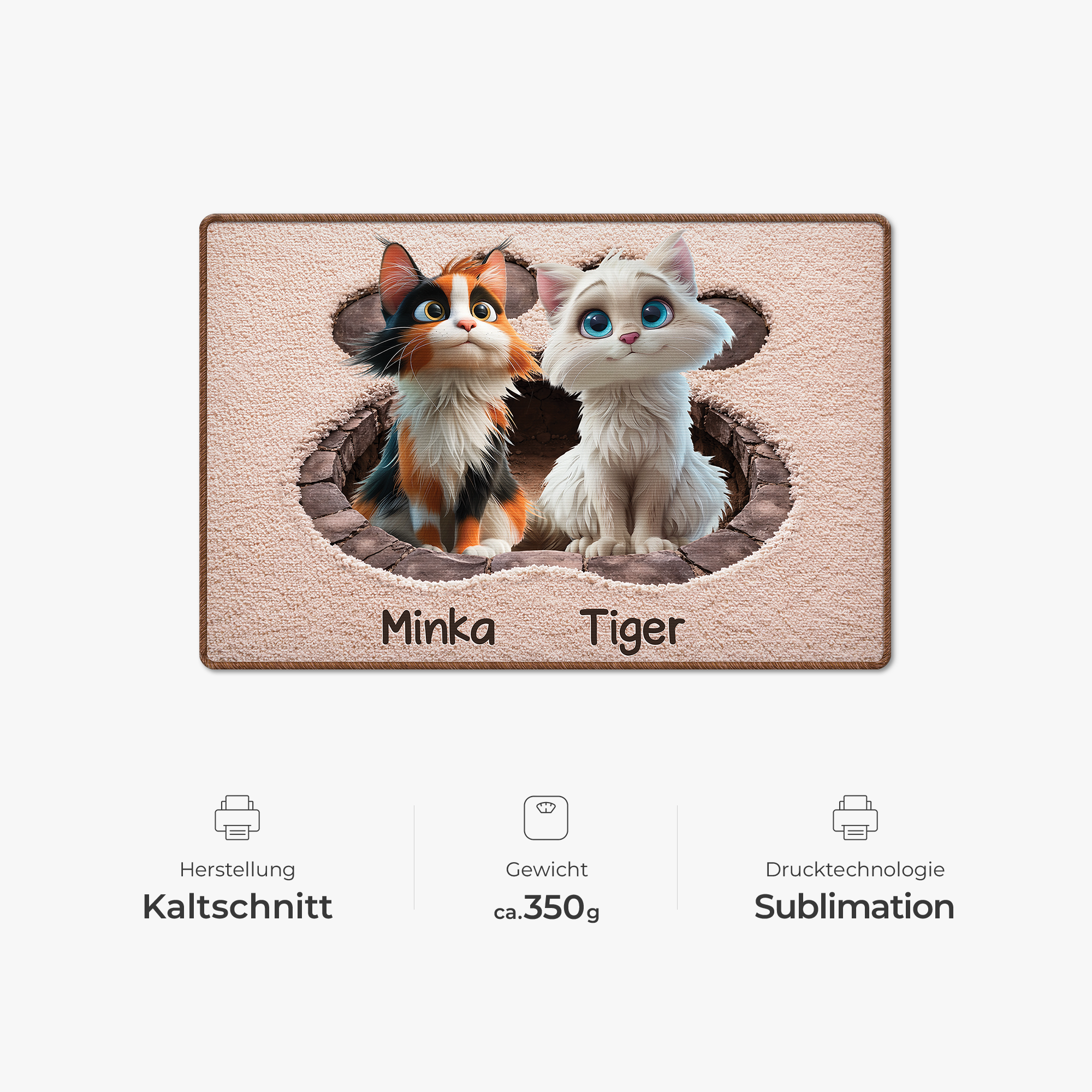 8565AGE4 3d druck effekt katze personalisierte geschenke katze  fussmatte unregelmassige form 8565adsfnd