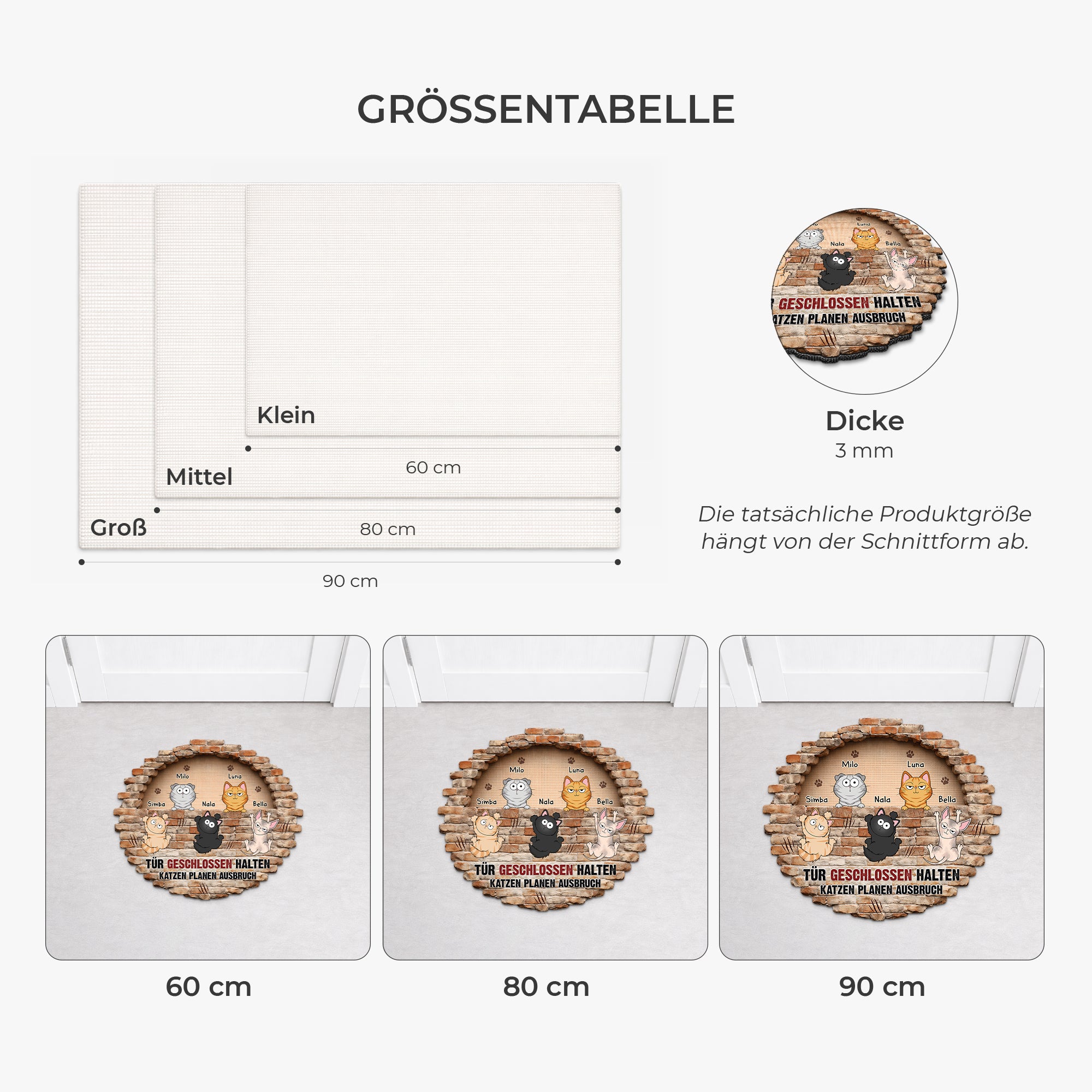 8567AGE3 3d druck effekt tur geschlossen halten katzen planen ausbruch personalisierte geschenke katze  fussmatte unregelmassige form 8567adsmd
