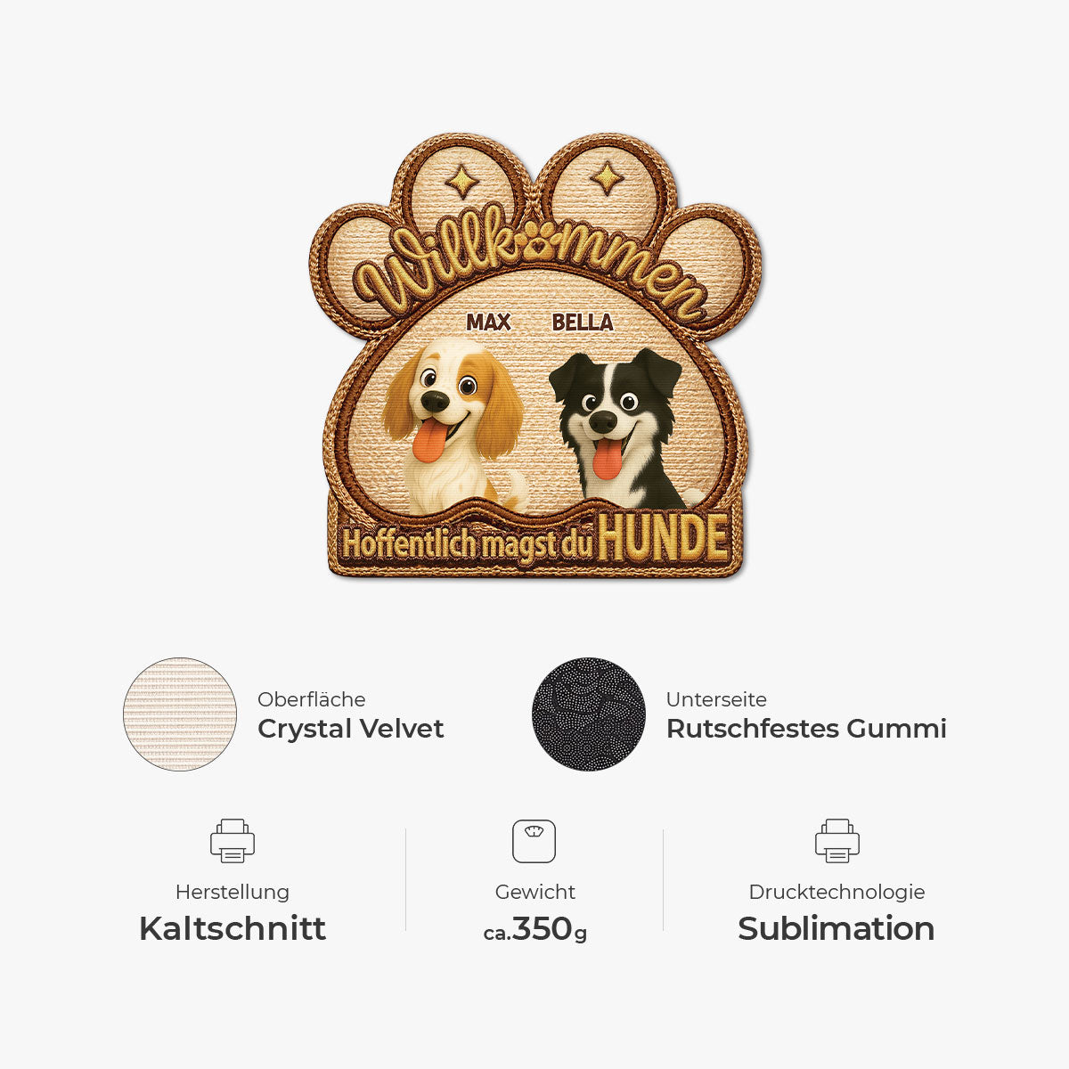 8568ADGE4 3d druck effekt hoffentlich magst du hunde personalisiertes hunde geschenk  fussmatte unregelmassige form 8568adshlc