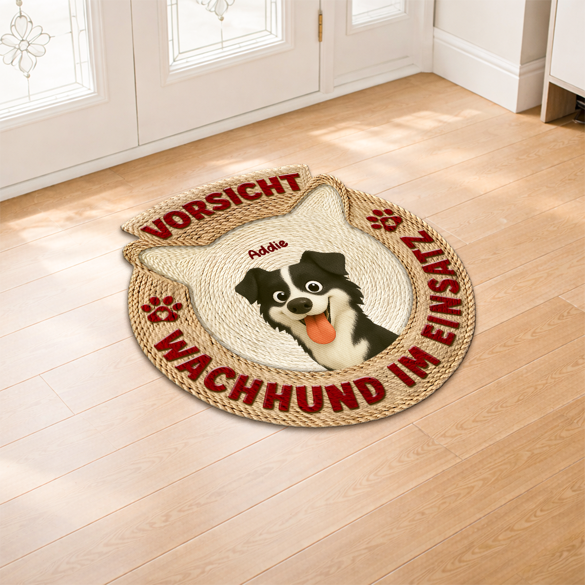 8569AGE1 3d druck effekt vorsicht wachhunde im dienst fussmatte personalisiert hund_ unregelmassige form 8569adslbc_2