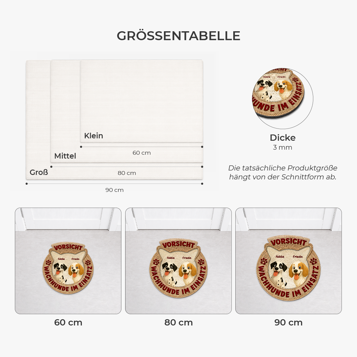 8569AGE1 3d druck effekt vorsicht wachhunde im dienst fussmatte personalisiert hund_ unregelmassige form 8569adslbc_3