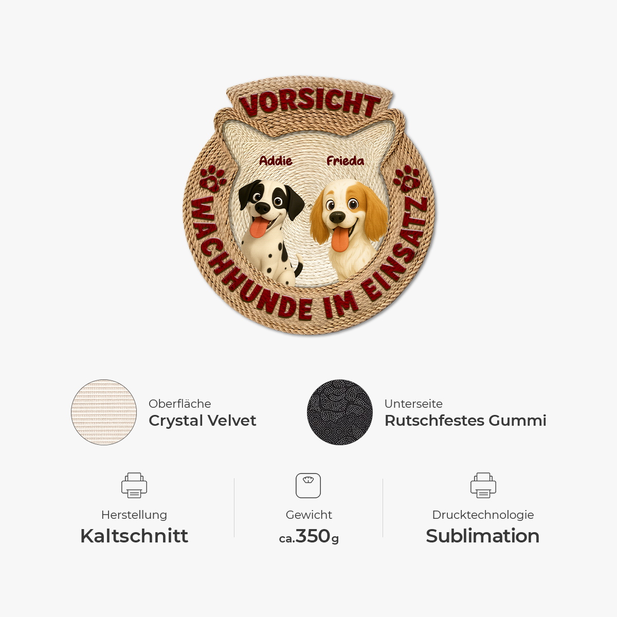 8569AGE1 3d druck effekt vorsicht wachhunde im dienst fussmatte personalisiert hund_ unregelmassige form 8569adslbc_4