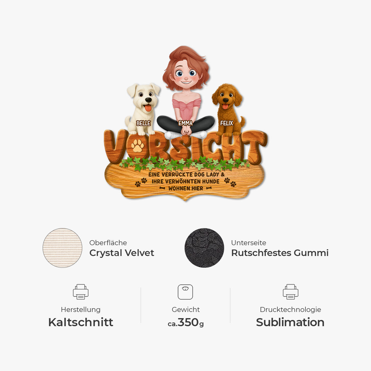 8573AGE4 eine verruckte dog lady  ihr verwohnter hund wohnen hier personalisiertes hunde geschenk  fussmatte unregelmassige form 8573adafbc