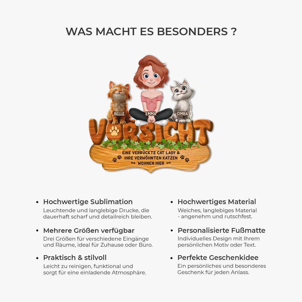 8573AGE6 eine verruckte cat lady  ihre verwohnte katze wohnen hier personalisierte geschenke katze  fussmatte unregelmassige form 8573adafbd