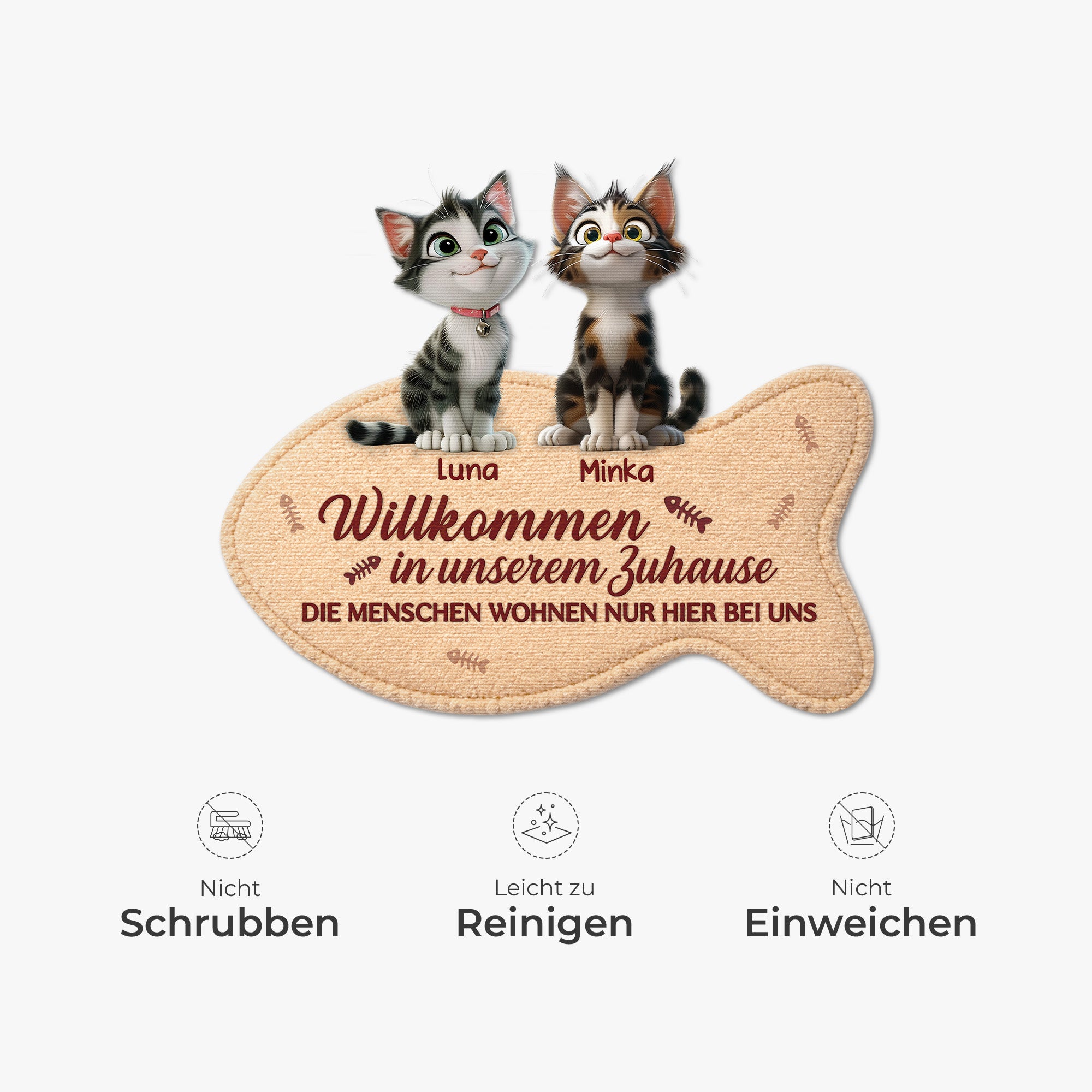 8579AGE5 der mensch wohnt nur hier bei uns personalisierte geschenke katze  fussmatte unregelmassige form 8579ad6pcd