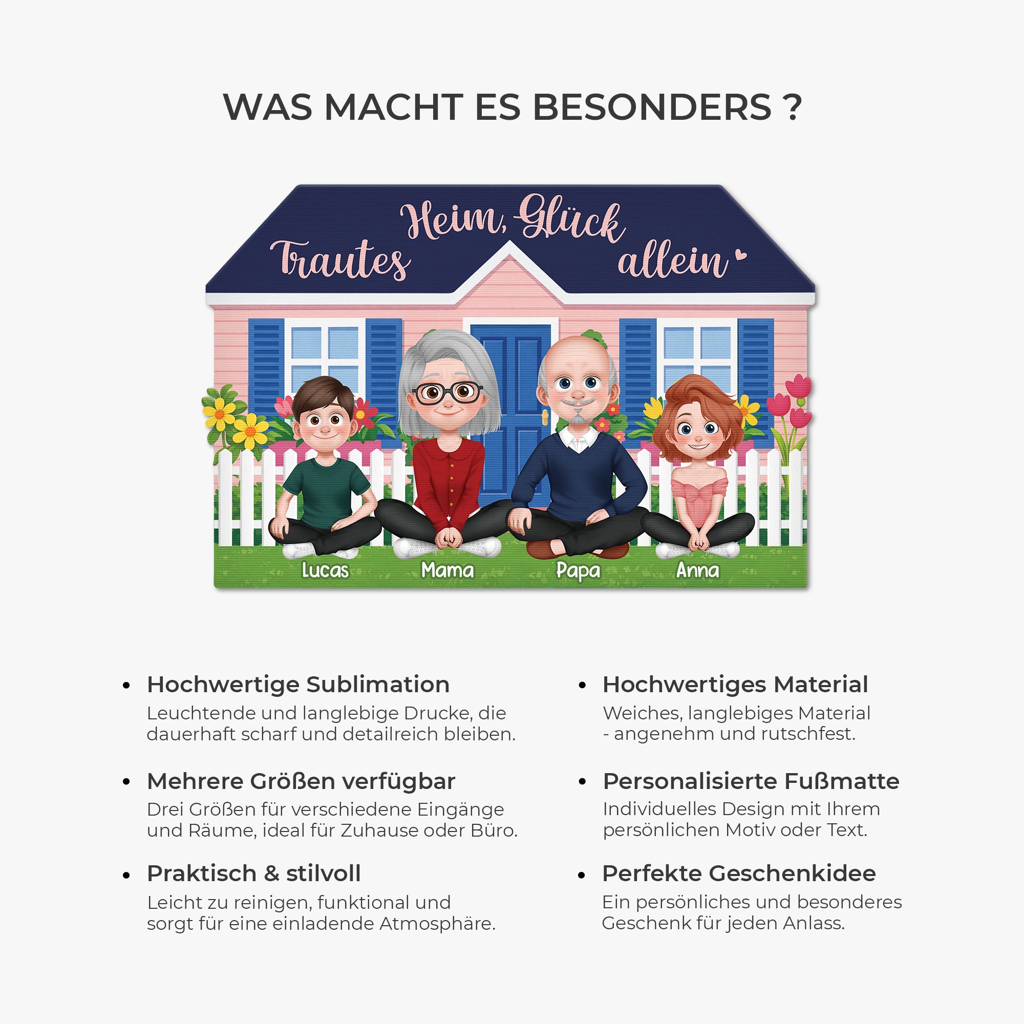 8592AGE6 trautes heim gluck allein personalisierte geschenke familie  fussmatte unregelmassige form 8592adcpti