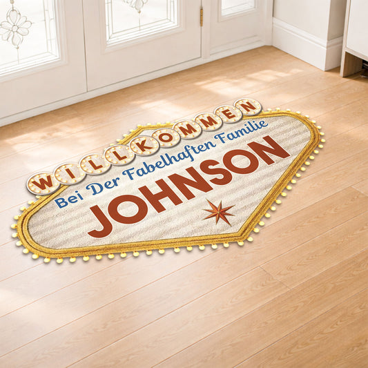 8594AGE2 3d druck effekt willkommen bei der fabelhaften familie personalisierte geschenke familie  fussmatte unregelmassige form 8594adchri
