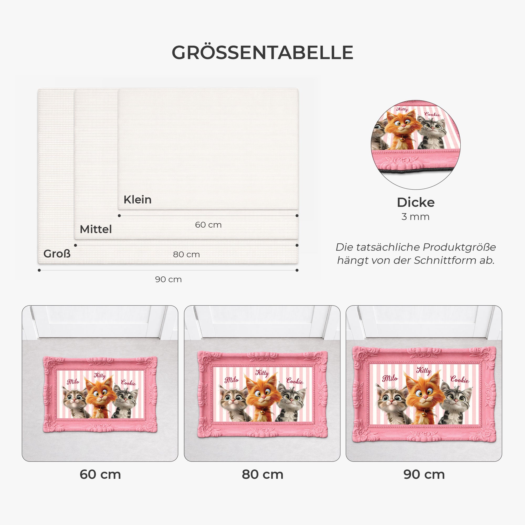 8596AGE3 3d druck effekt katze streifen personalisierte geschenke katze  fussmatte foto unregelmassige form 8596adckld