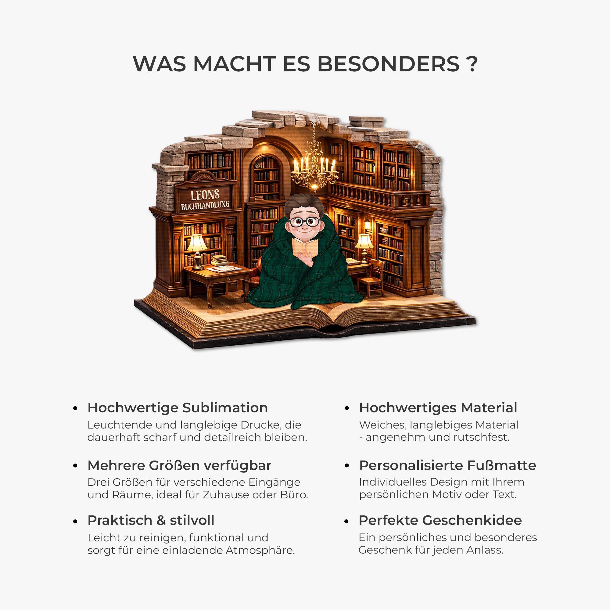 8597AGE6 3d druck effekt madchen bucher personalisierte geschenke fur leseratten manner  frauen  fussmatte unregelmassige form 8597adcf5a