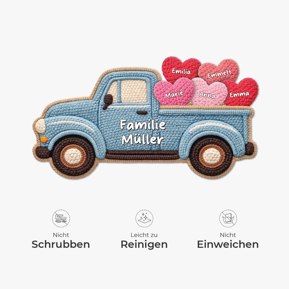 8608AGE5 3d druck effekt familie auto mit herzen personalisierte geschenke familie  fussmatte unregelmassige form 8608adneli