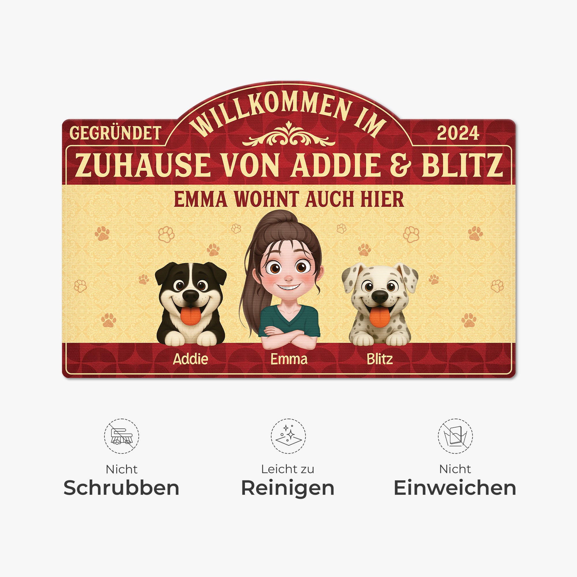 8609AGE1 willkommen im zuhause personalisiertes hunde geschenk  fussmatte unregelmassige form 8609adavmc_5