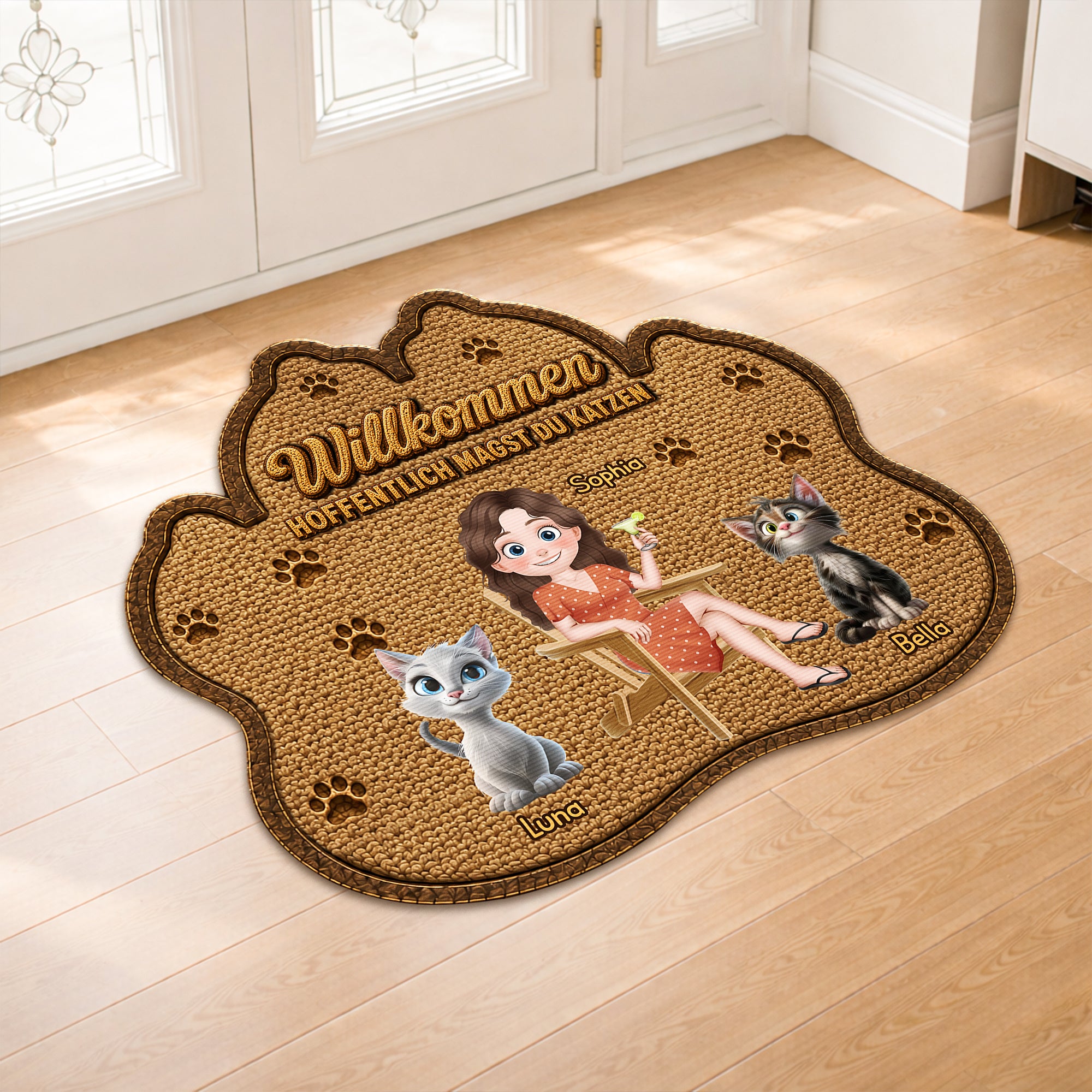 8616AGE2 hoffentlich magst du tierhaare personalisierte geschenke katze  fussmatte unregelmassige form 8616adayrd