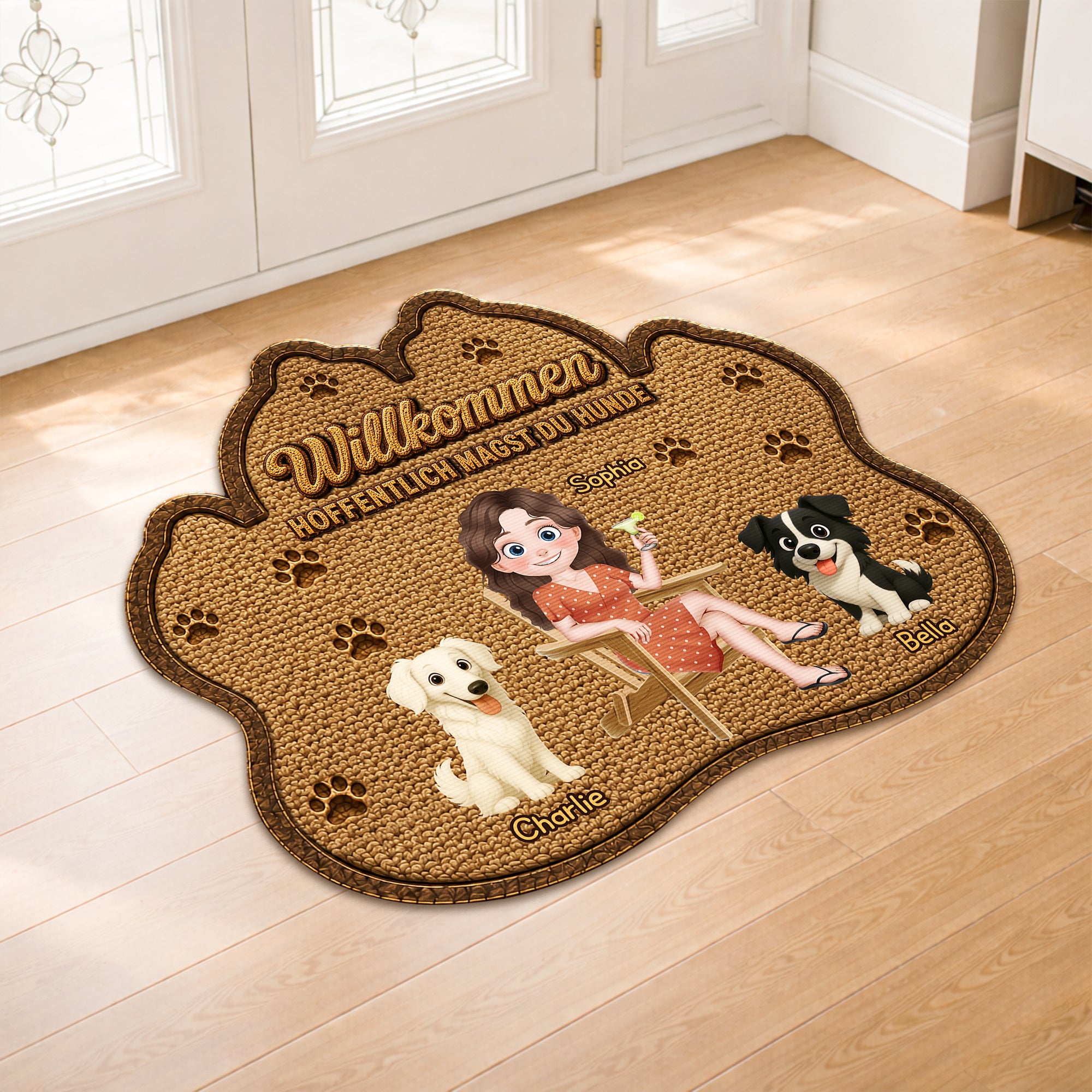 8616AGE2 hoffentlich magst du tierhaare personalisiertes hunde geschenk  fussmatte unregelmassige form 8616adayrc