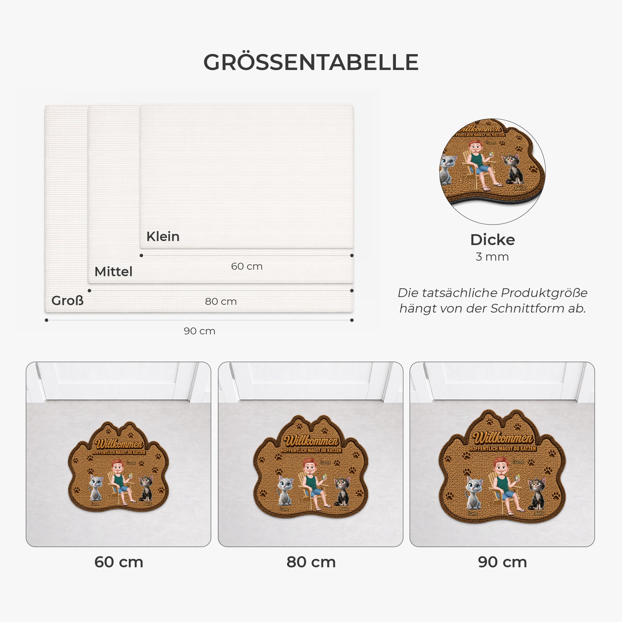 8616AGE3 hoffentlich magst du tierhaare personalisierte geschenke katze  fussmatte unregelmassige form 8616adayrd