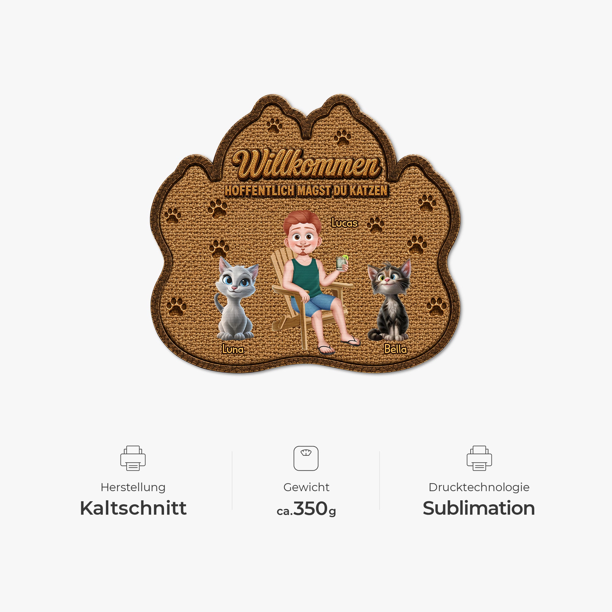 8616AGE4 hoffentlich magst du tierhaare personalisierte geschenke katze  fussmatte unregelmassige form 8616adayrd
