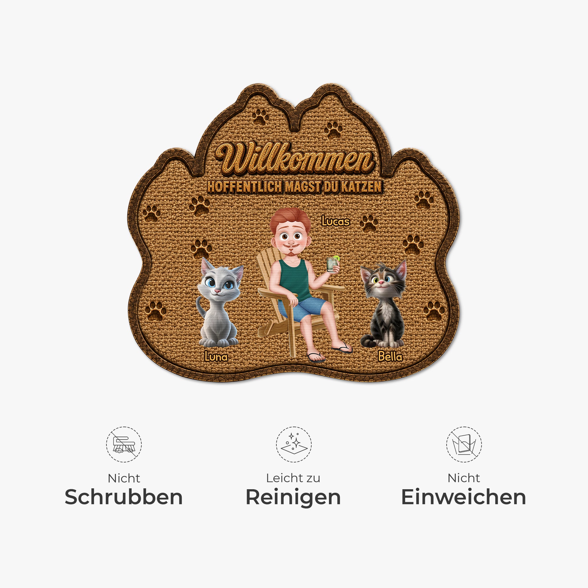 8616AGE5 hoffentlich magst du tierhaare personalisierte geschenke katze  fussmatte unregelmassige form 8616adayrd