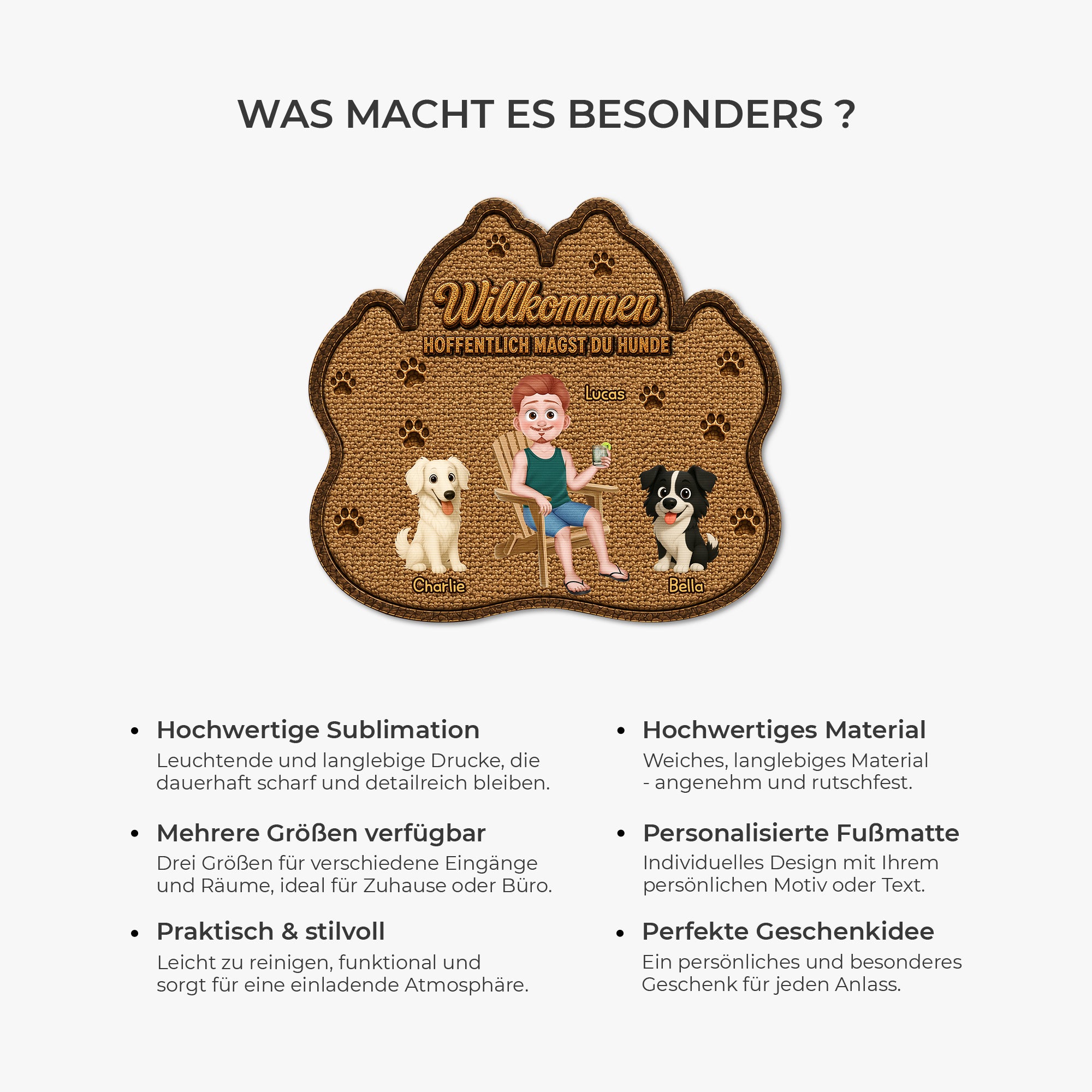 8616AGE6 hoffentlich magst du tierhaare personalisiertes hunde geschenk  fussmatte unregelmassige form 8616adayrc