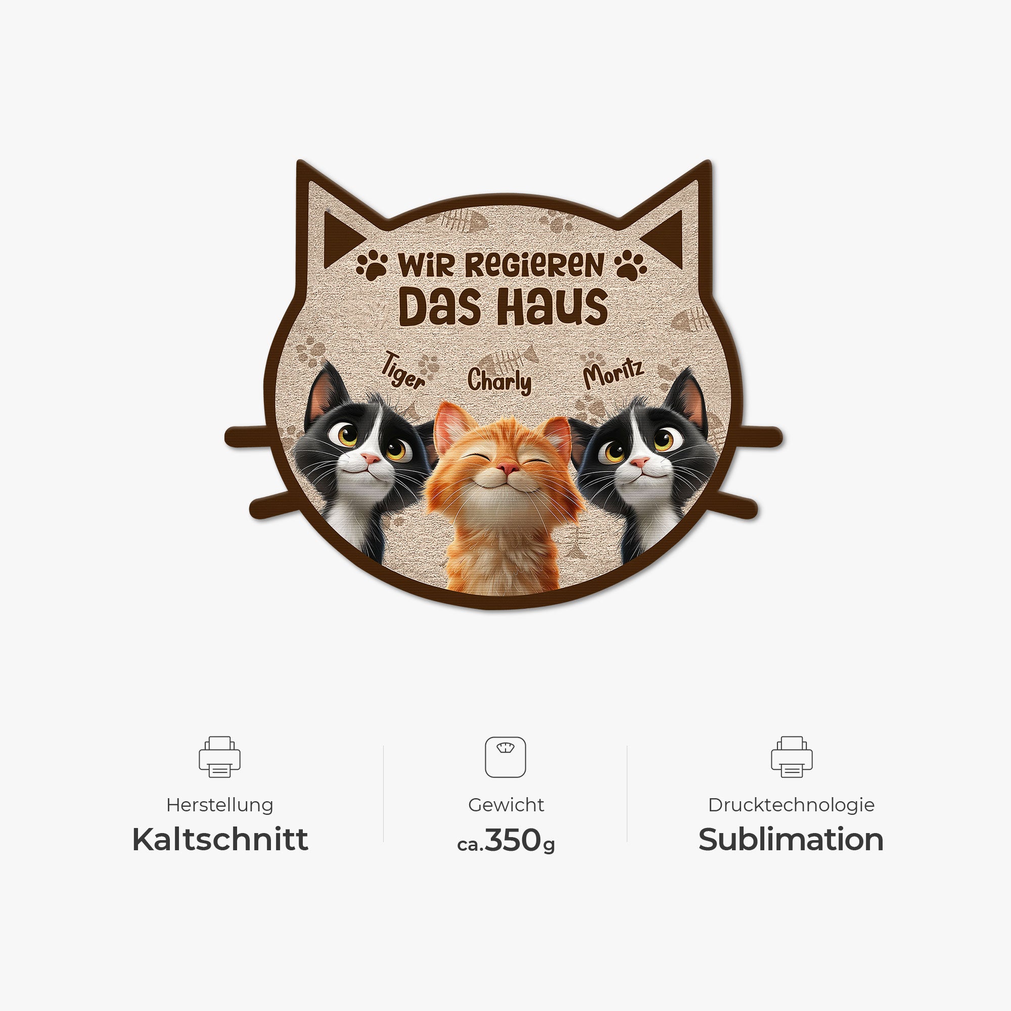 8626AGE4 ich regiere das haus personalisierte geschenke katze  fussmatte unregelmassige form auto 8626ad8yrd
