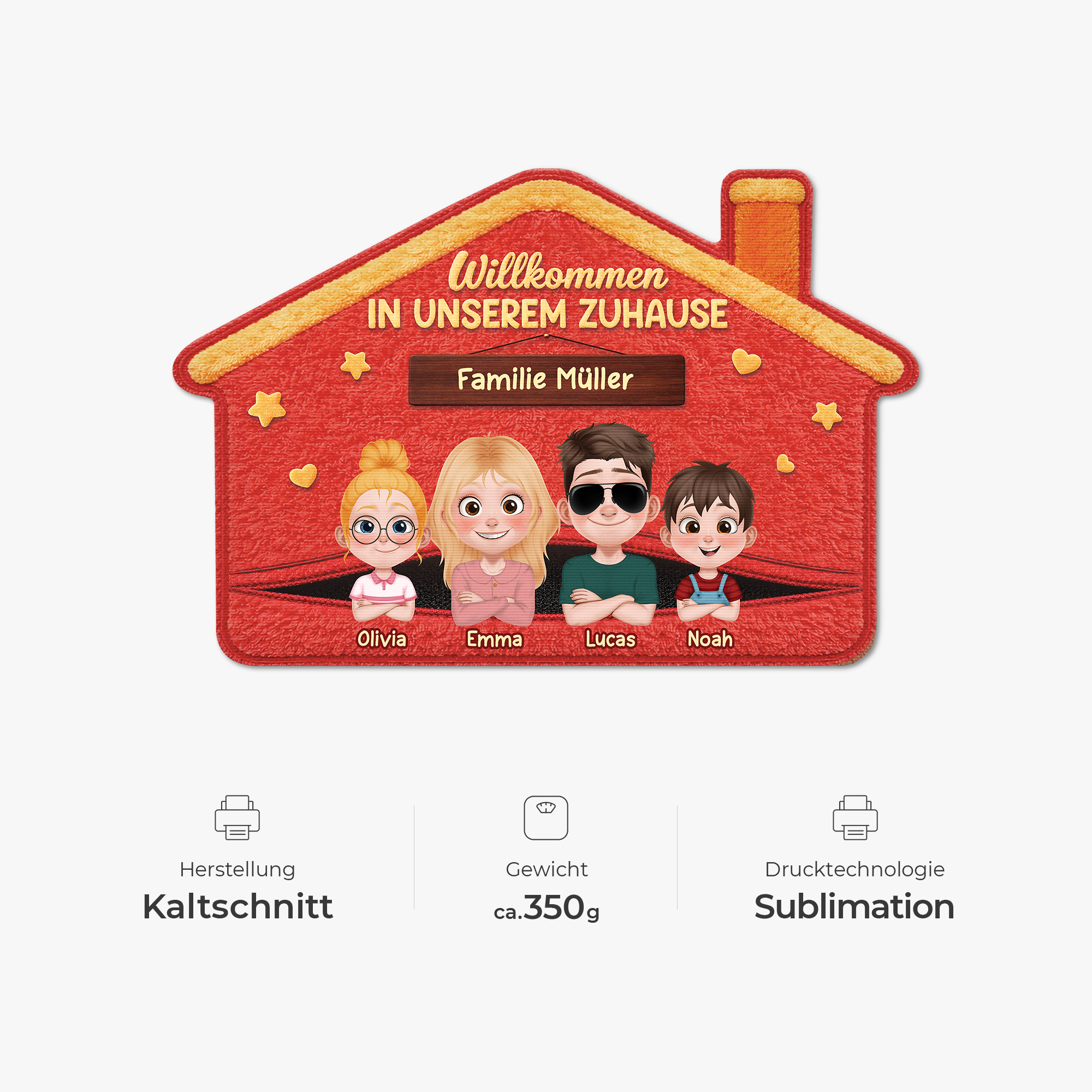 8654AGE4 willkommen in unserem zuhause personalisiertes geschenk  fussmatte mama papa unregelmassige form 8654adskzi