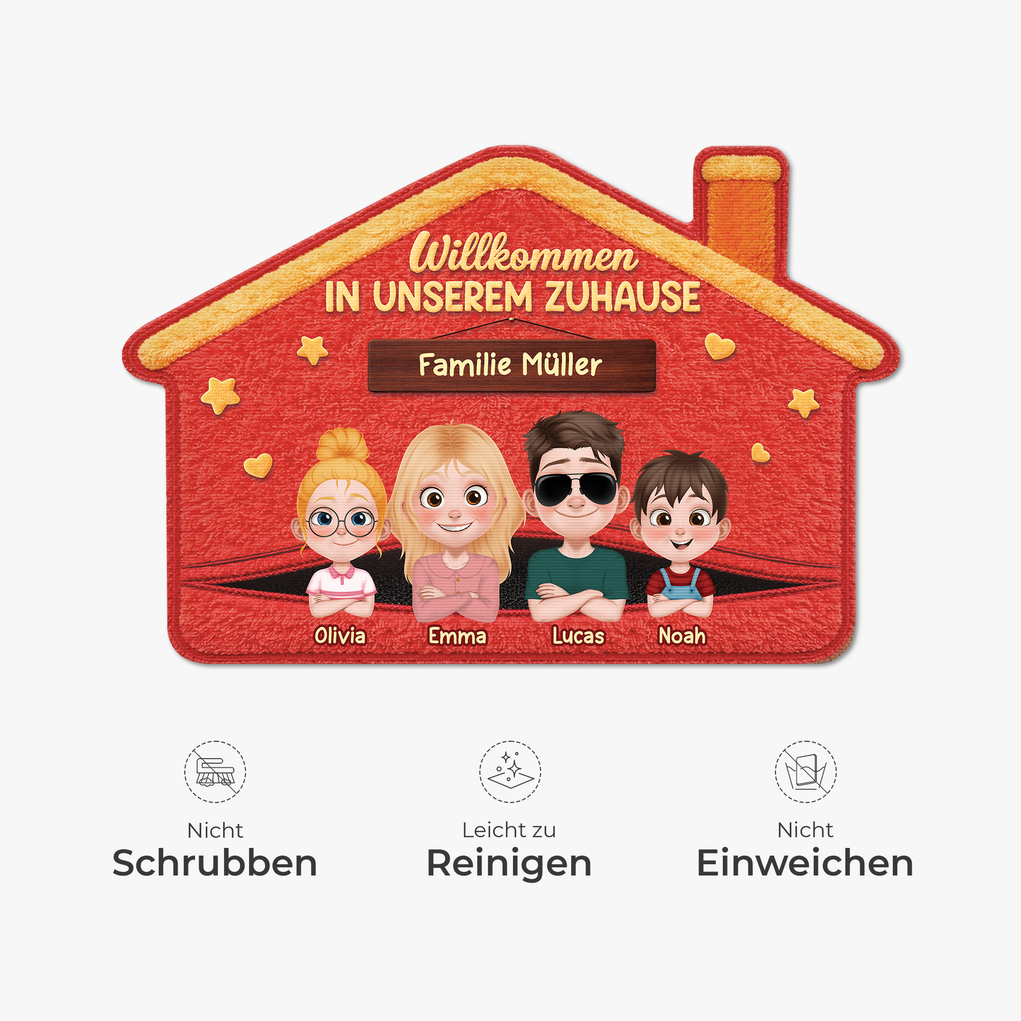 8654AGE5 willkommen in unserem zuhause personalisiertes geschenk  fussmatte mama papa unregelmassige form 8654adskzi