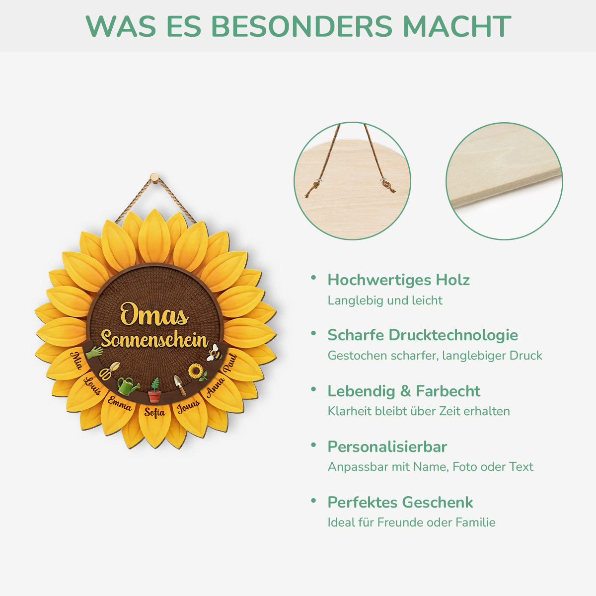 8673QGE4 mamas sonnenschein personalisiertes geschenk  holzschild mama oma sonnenblumen 8673qclta
