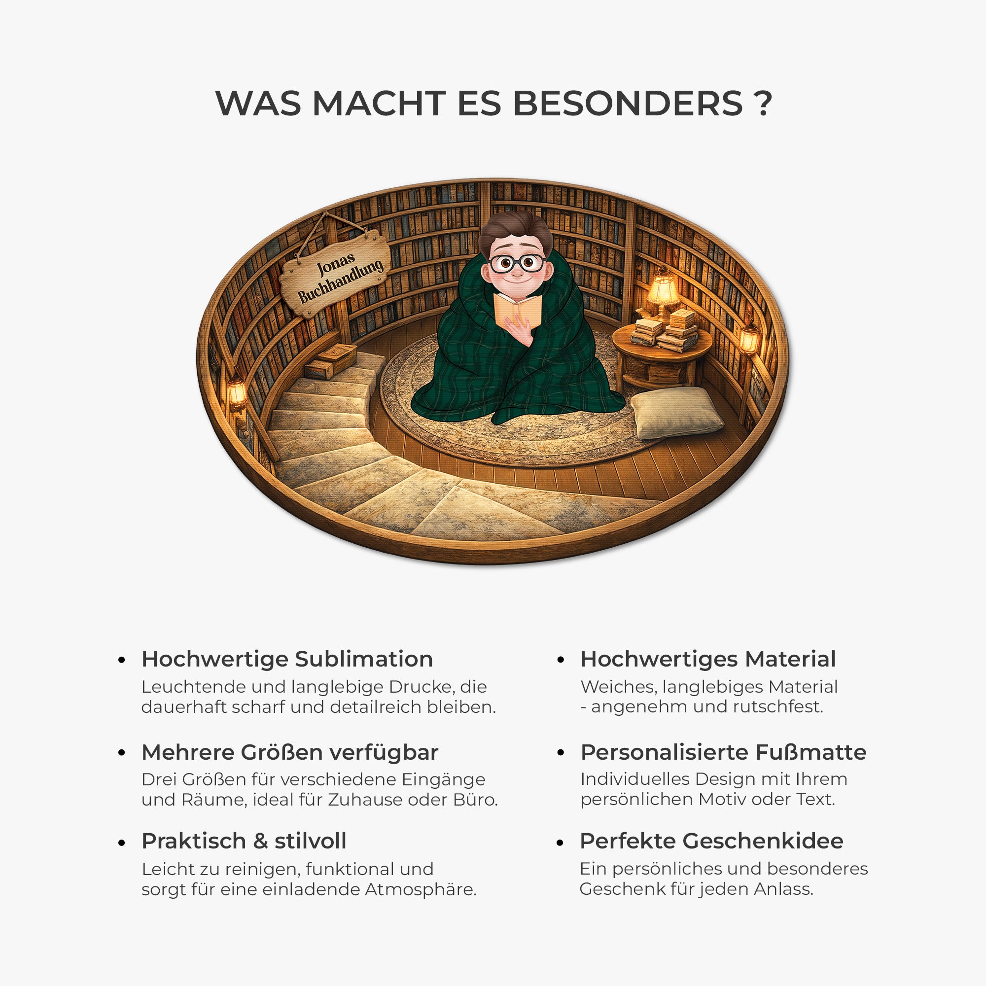 8679AGE6 3d druck effekt kleine bibliothek personalisiert_e geschenke fur leseratten_ frauen manner  unregelmassige form fussmatte 8679adcqna