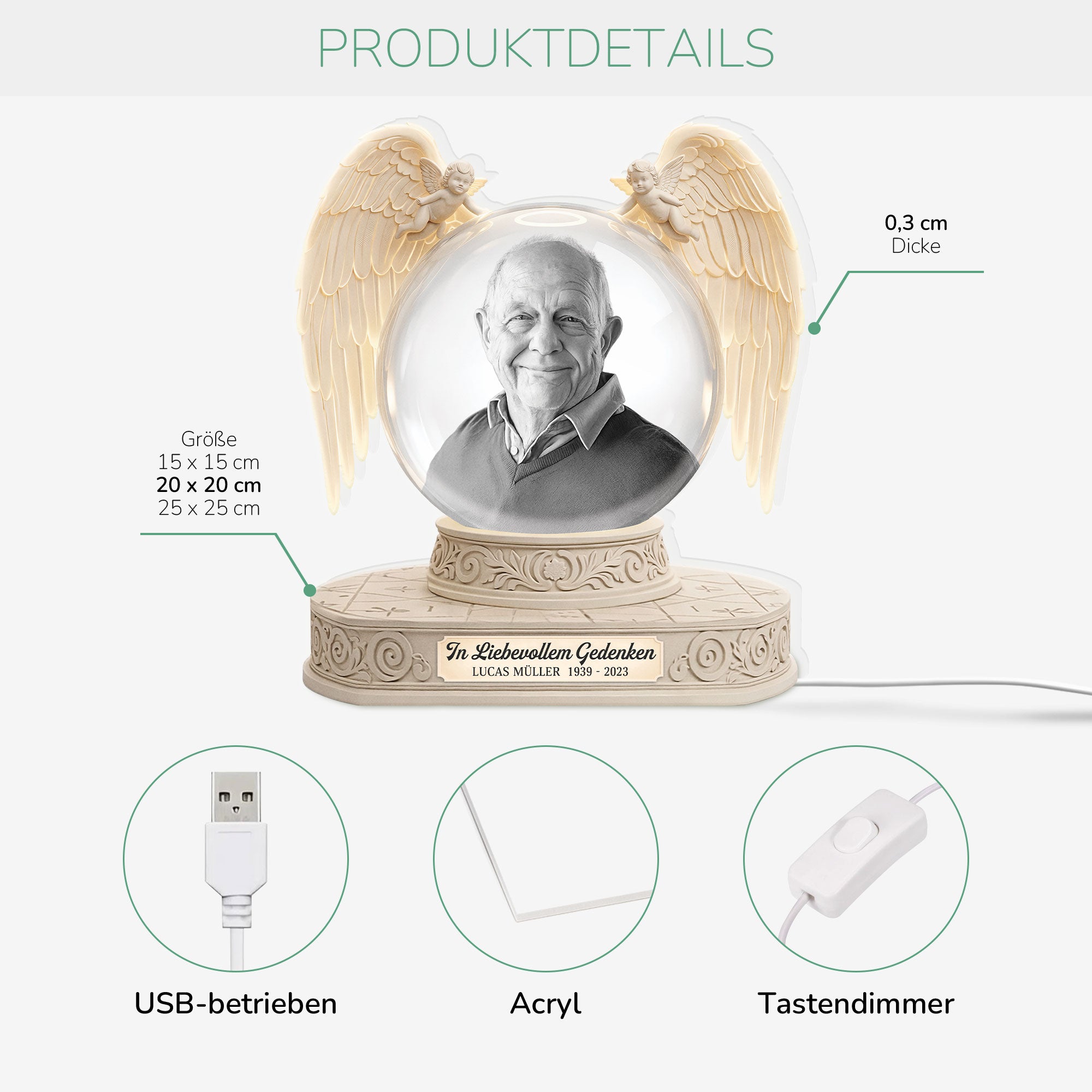 8719LGE2 3d druck effekt mama papa engelsflugel personalisierte lightbox zur erinnerung 8719laqla