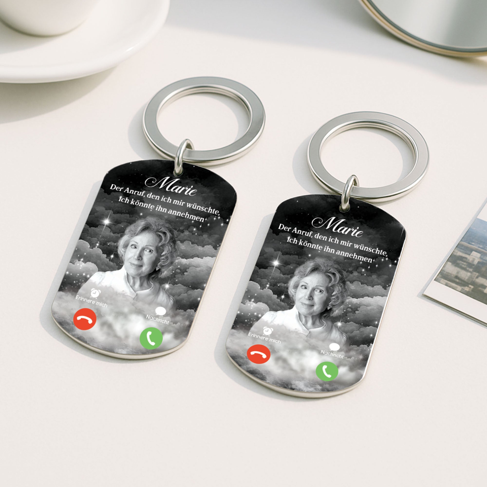 8754JGE1 der anruf den ich so gerne annehmen wurde personalisierte trauergeschenke  aluminium schlusselanhanger foto 8754j6vma_2
