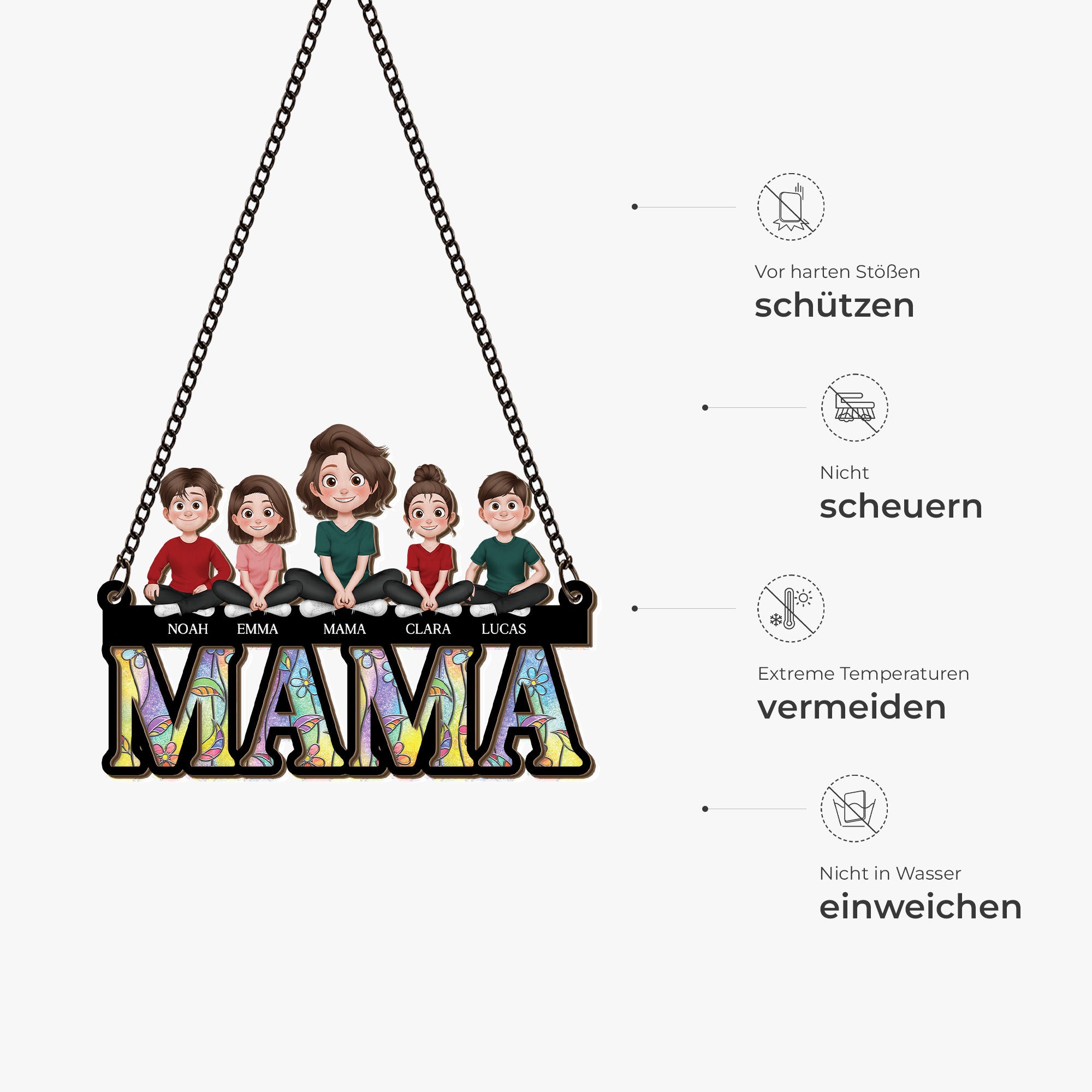 8851UGE4 3d druck effekt mama und kinder acryl sonnenfanger personalisiert 8851unlma