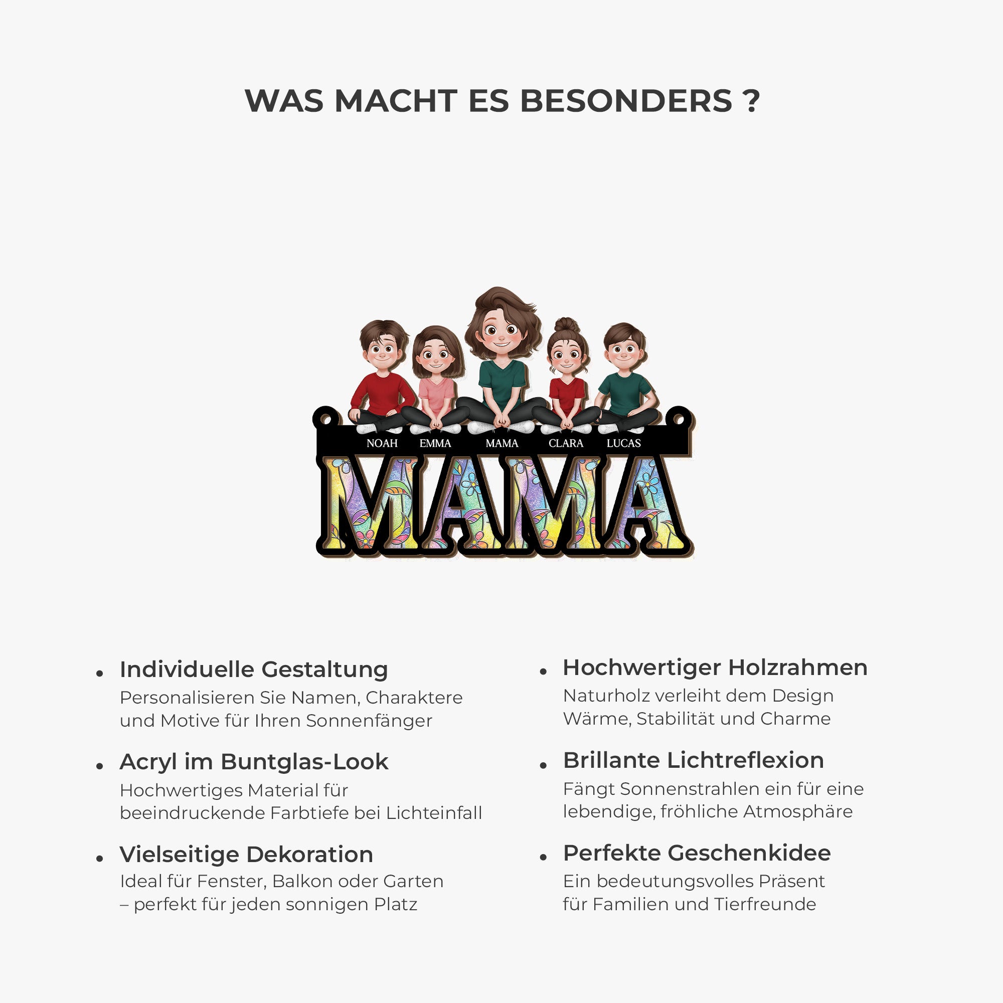 8851UGE5 3d druck effekt mama und kinder acryl sonnenfanger personalisiert 8851unlma