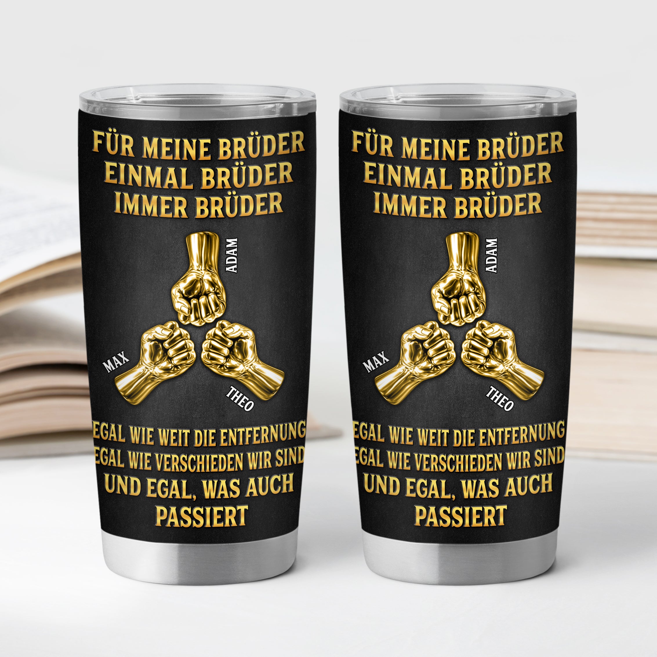 8886TGE2 einmal bruder immer bruder personalisiertes geschenk  thermobecher 590 ml 8886tspmb