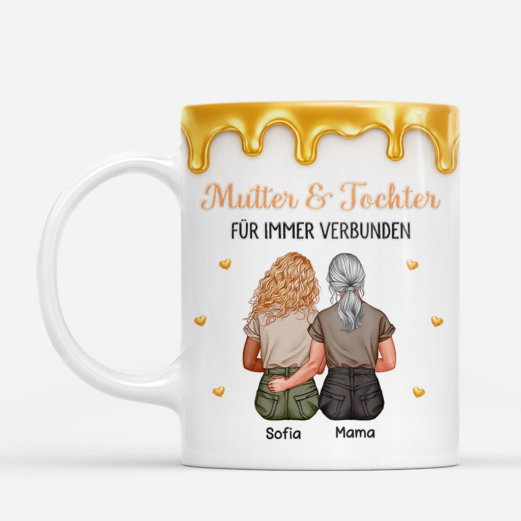 8916MGE2 3d druck effekt eine unzertrennliche verbindun personalisiertes geschenk  tochter mama tasse 8916msh5a