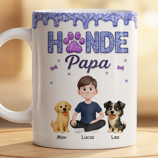 8931MGE2 3d druck effekt hundemama hundepapa glitzer personalisiertes hunde geschenk  tasse 8931m3fwc
