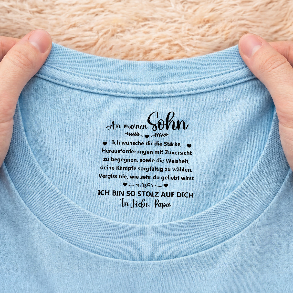 8936AGE2 vergiss nie wie sehr du geliebt wirst personalisiertes geschenk  weisses t shirt nackenlabel drucken sohn tochter manner frauen 8936aasqba