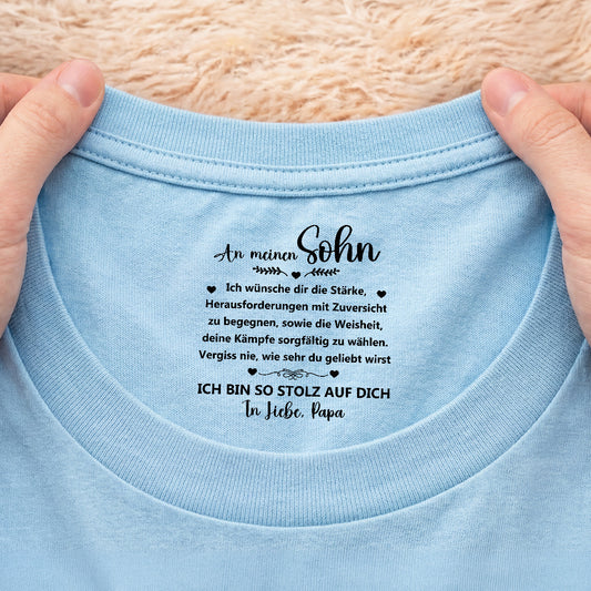 8936AGE2 vergiss nie wie sehr du geliebt wirst personalisiertes geschenk  weisses t shirt nackenlabel drucken sohn tochter manner frauen 8936aasqba