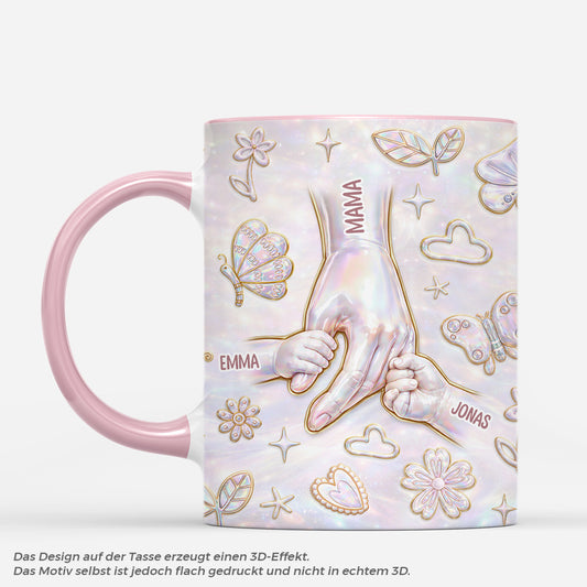 8937MGE1 3d druck effekt hand in hand personalisiertes geschenk  oma mama tasse holografie 8937m3qza