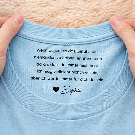 8942AGe2 ich werde immer fur dich da sein weisses t shirt personalisiert nackenlabel drucken sohn tochter manner frauen 8942aa8lma