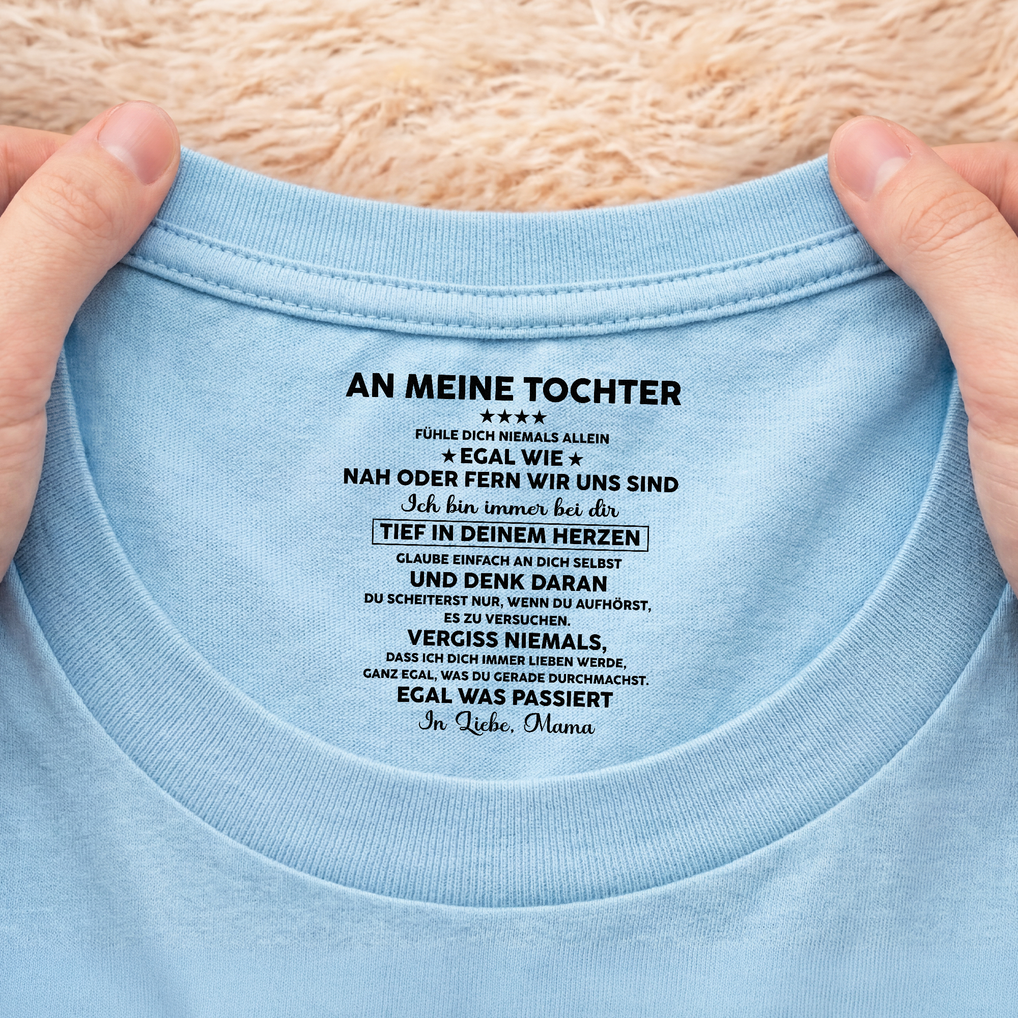 8962AGE2 ich bin immer bei dir tief in deinem herzen personalisiertes geschenk  weisses t shirt nackenlabel drucken sohn tochter manner frauen 8962aatebb