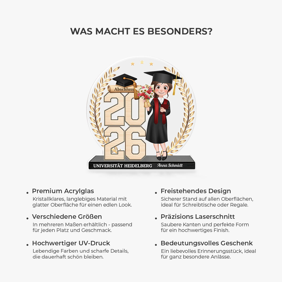 9000AGE5 abschluss personalisiertes geschenk  acryl aufsteller 9000aradas