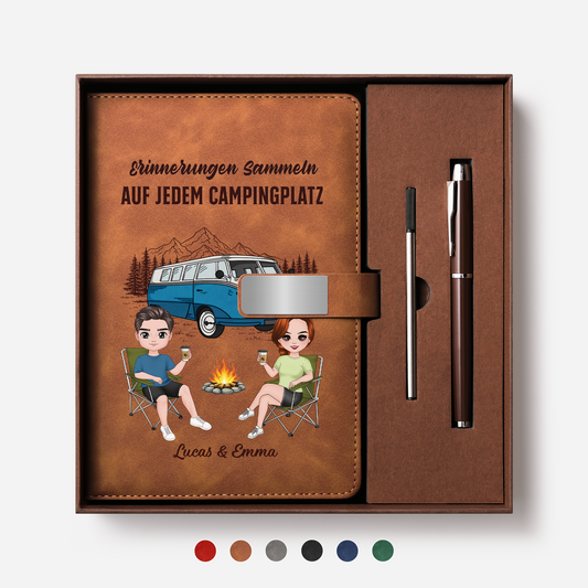9031MGE1 3d druck effekt und so beginnt das abenteuer personalisierte geschenke paar  notizbuch mit stift camping 9031motfcg