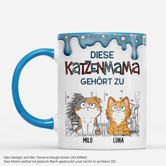 9036MGE1 3d druck effekt diese katzenmama gehort zu personalisierte geschenke katze  tasse punktchenmuster 9036mafod