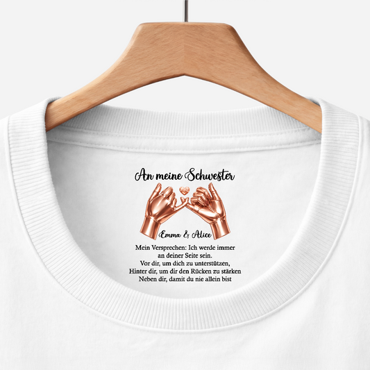 9067AGE1 du bist niemals alleine personalisiertes geschenk  weisses t shirt nackenlabel drucken tochter freundin 9067aa6epa