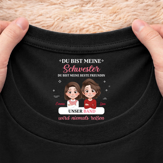 9068AGE2 unser band wird niemals reissen personalisiertes geschenk  schwarzes t shirt nackenlabel drucken tochter sohn schwester bruder 9068aa6fsa