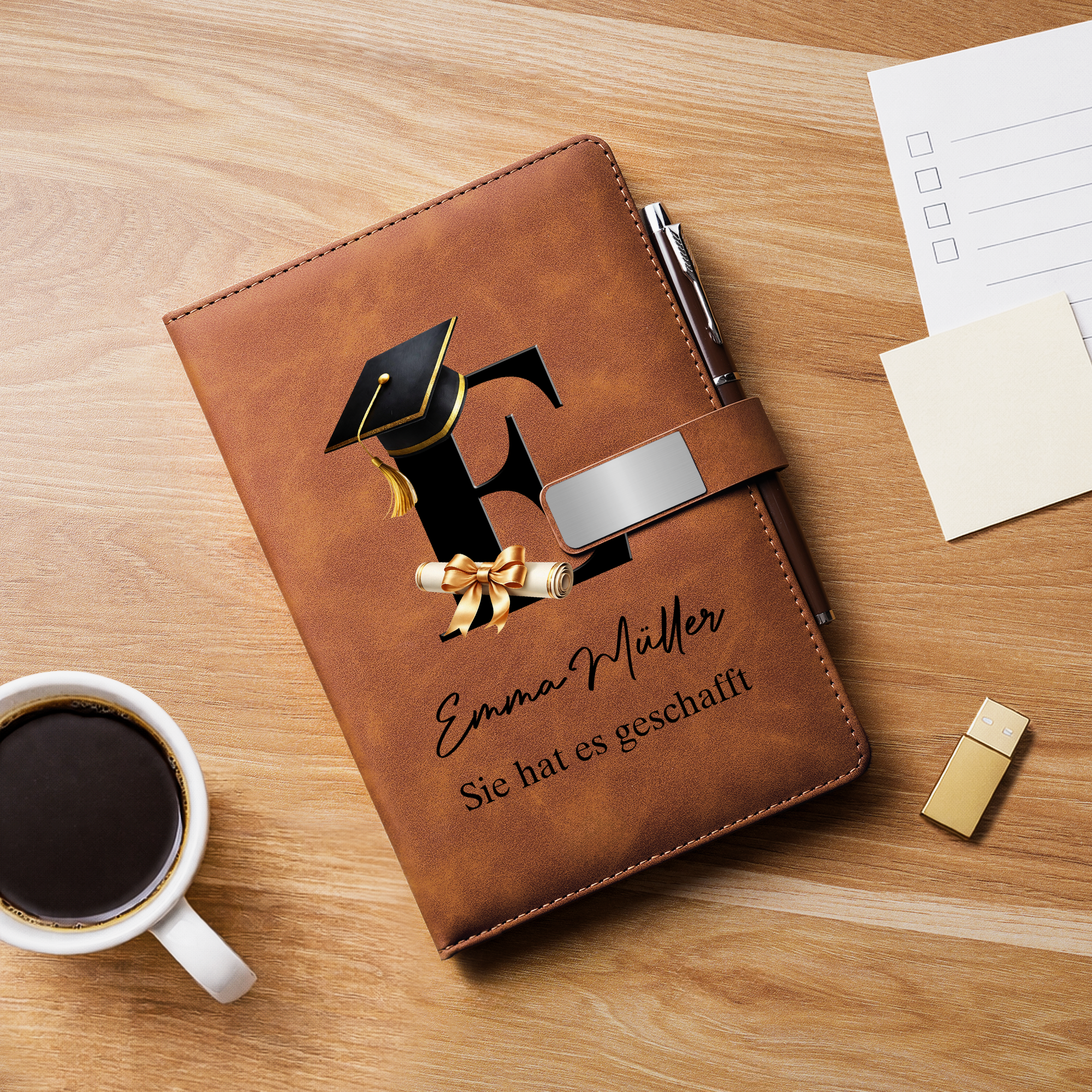 9077MGE2 abschluss personalisiertes geschenk  notizbuch mit stift 9077mo7ms
