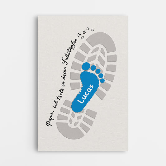 9088CGE1 ich trete in deine fussstapfen personalisiertes geschenk  leinwand papa opa fussabdruck 9088cnpwb