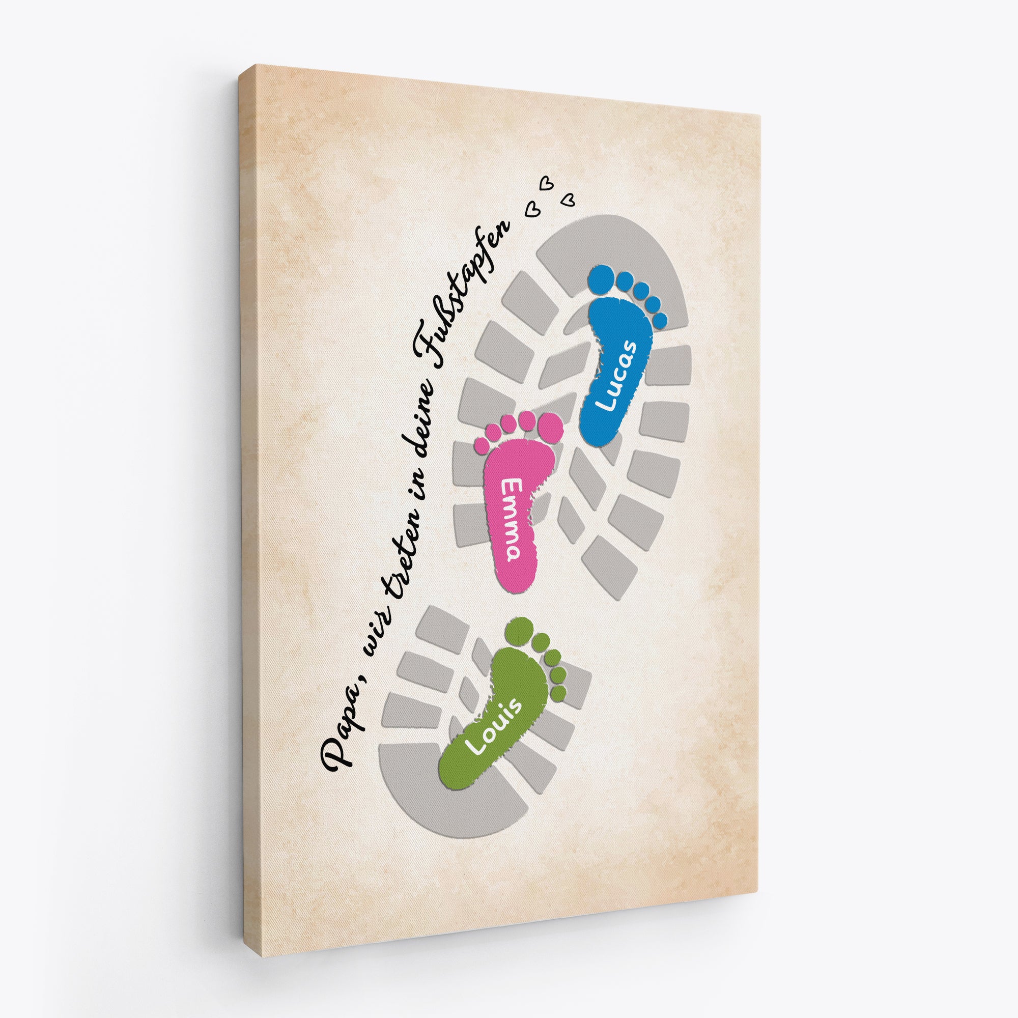 9088CGE2 ich trete in deine fussstapfen personalisiertes geschenk  leinwand papa opa fussabdruck 9088cnpwb