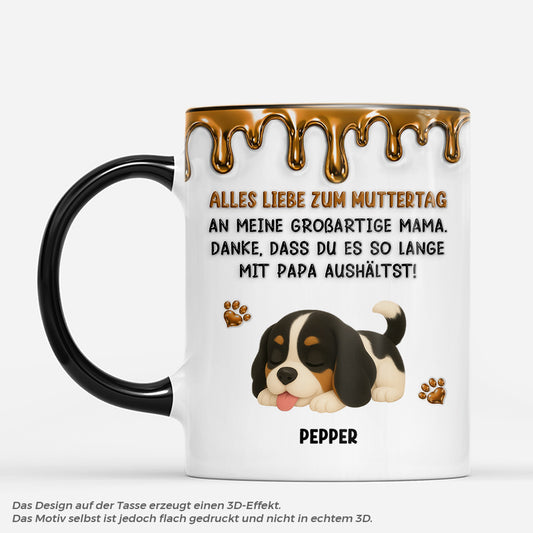 9124MGE1 3d druck effekt alles liebe zum muttertag vatertag personalisiertes hunde geschenk  tasse braun 9124maysc