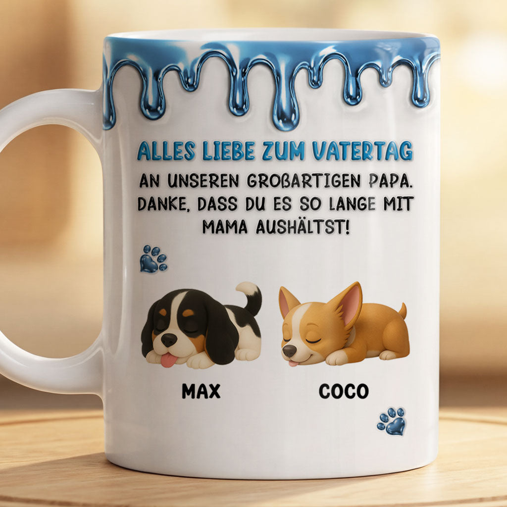 9124MGE2 3d druck effekt alles liebe zum muttertag vatertag personalisiertes hunde geschenk  tasse braun 9124maysc