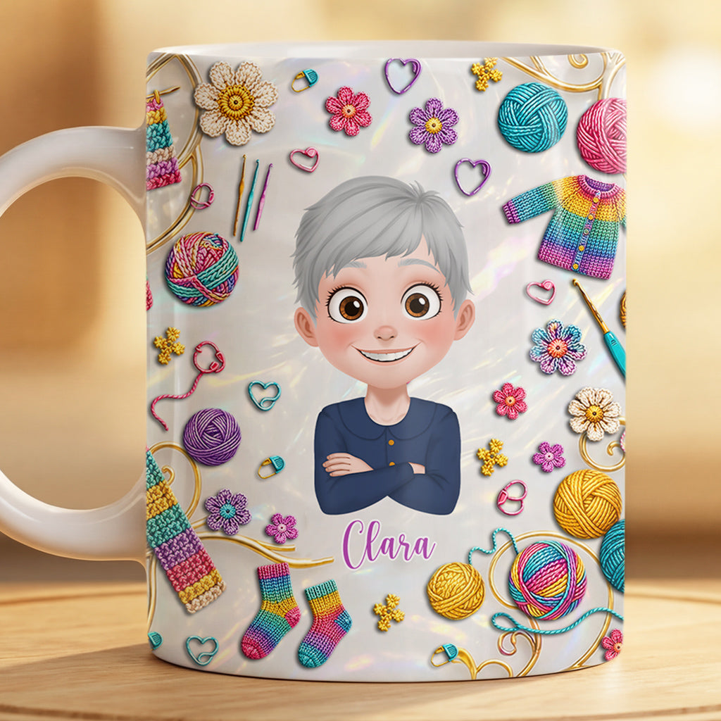 9132MGE2 3d druck effekt wolle regenbogen farbverlauf personalisierte geschenke fur frauen  tasse cartoon 9132m6esa