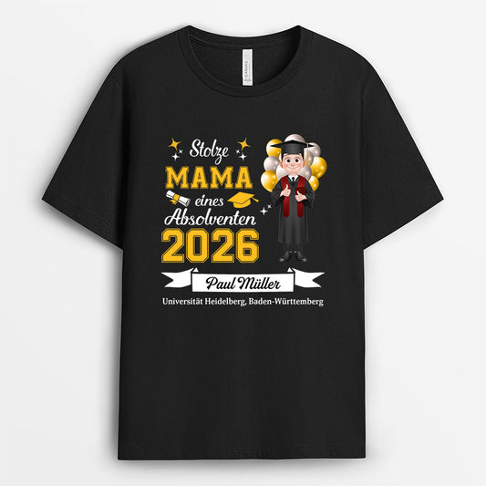 9144AGE1 stolze mama eines absolventen personalisierte geschenke abschluss  t shirts damen_ manner schwarz 9144asplb